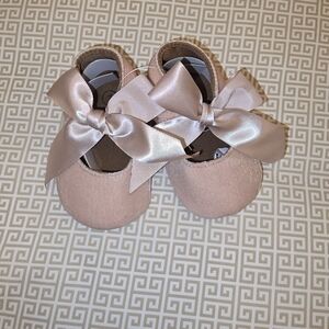 Baby Girls Satin Bow Pink Dress Shoes